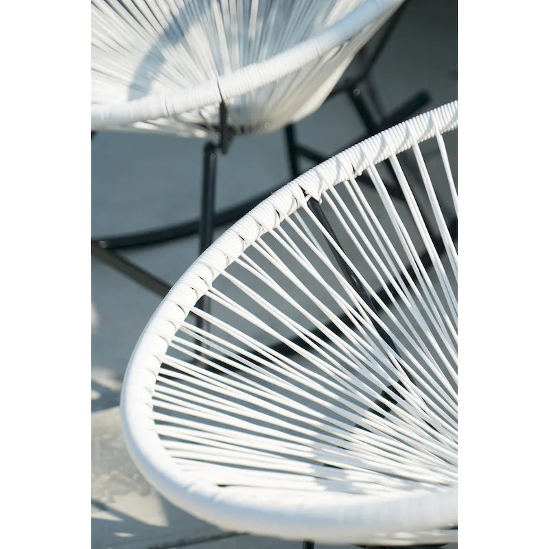 Chaises berçantes Acapulco XBrand 34,6 L ovales en rotin/acier (lot de 2) Ensemble de bistrot de conversation de patio toutes saisons pour pelouse, balcon