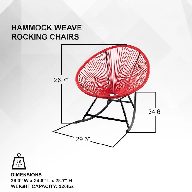 Chaises berçantes Acapulco XBrand 34,6 L ovales en rotin/acier (lot de 2) Ensemble de bistrot de conversation de patio toutes saisons pour pelouse, balcon