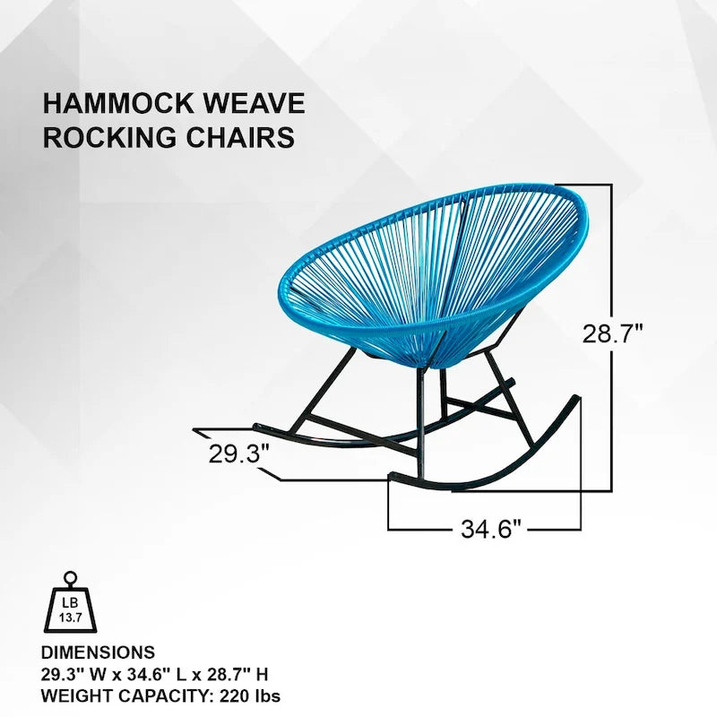 Chaises berçantes Acapulco XBrand 34,6 L ovales en rotin/acier (lot de 2) Ensemble de bistrot de conversation de patio toutes saisons pour pelouse, balcon