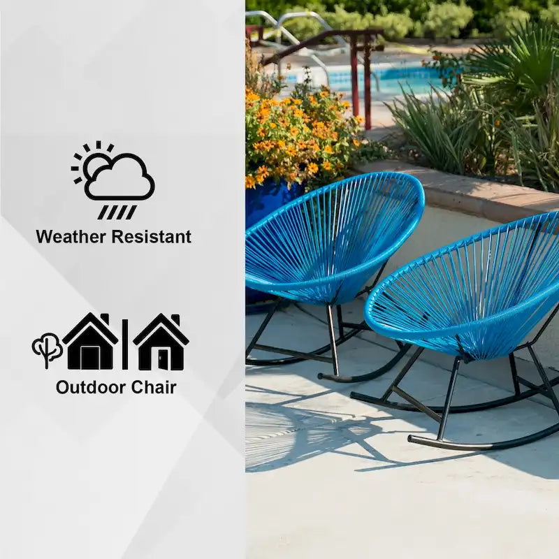 Chaises berçantes Acapulco XBrand 34,6 L ovales en rotin/acier (lot de 2) Ensemble de bistrot de conversation de patio toutes saisons pour pelouse, balcon