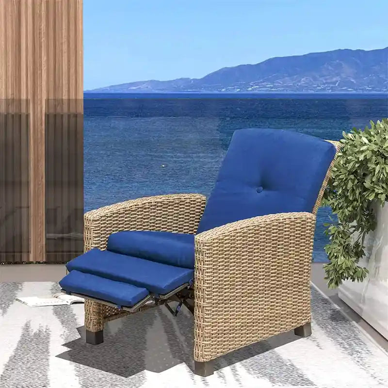 Single Patio All-Weather Wicker Recliner