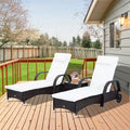 Outsunny Ensemble de 3 Chaises Longues de Jardin Ajustables en Rotin avec Roues - 200 L x 73 l x 103 H cm