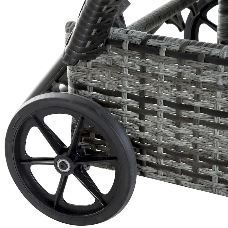 Outsunny Ensemble de 3 Chaises Longues de Jardin Ajustables en Rotin avec Roues - 200 L x 73 l x 103 H cm