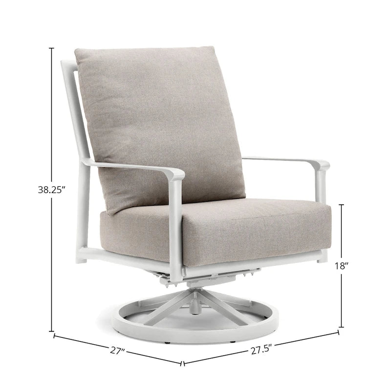 Fauteuil de jardin haut dossier Aspen avec coussin Sunbrella, pivotant et à bascule
