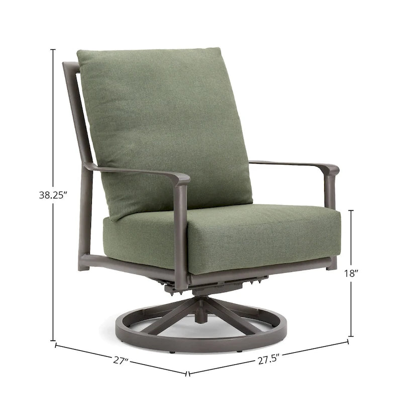 Fauteuil de jardin haut dossier Aspen avec coussin Sunbrella, pivotant et à bascule