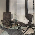 Ensemble de 3 pièces de mobilier de patio en rotin, chaises longues pliables en osier et table basse pour jardin extérieur, pelouse, balcon