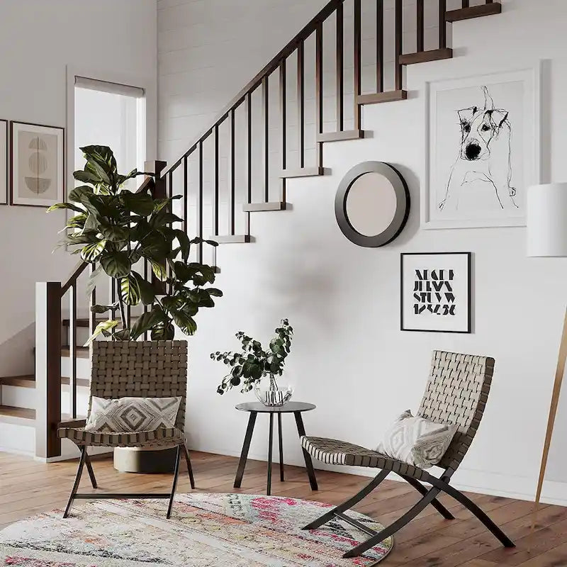 Ensemble de 3 pièces de mobilier de patio en rotin, chaises longues pliables en osier et table basse pour jardin extérieur, pelouse, balcon