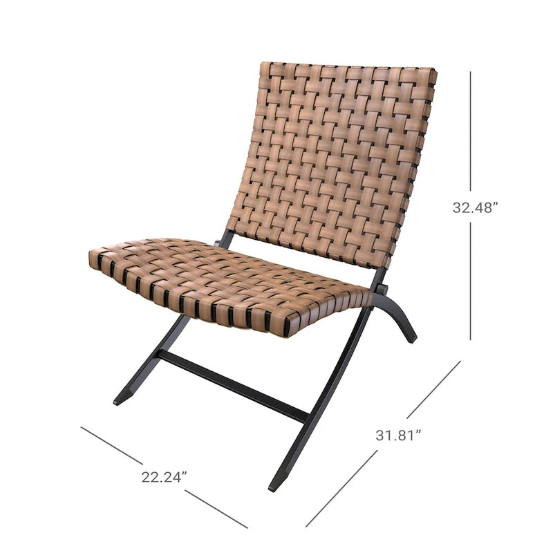 Ensemble de 3 pièces de mobilier de patio en rotin, chaises longues pliables en osier et table basse pour jardin extérieur, pelouse, balcon
