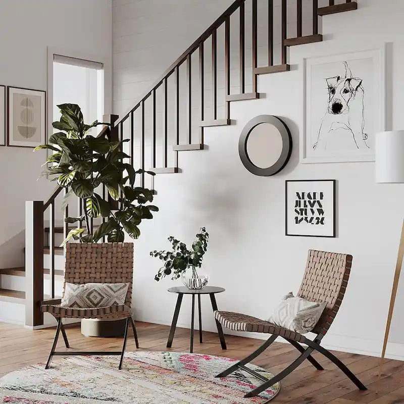 Ensemble de 3 pièces de mobilier de patio en rotin, chaises longues pliables en osier et table basse pour jardin extérieur, pelouse, balcon
