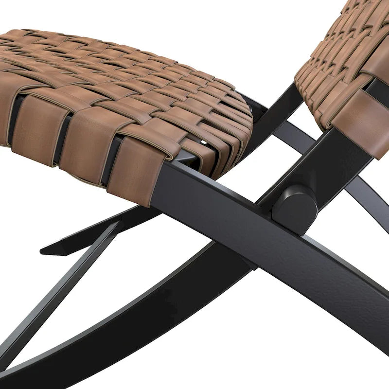 Ensemble de 3 pièces de mobilier de patio en rotin, chaises longues pliables en osier et table basse pour jardin extérieur, pelouse, balcon