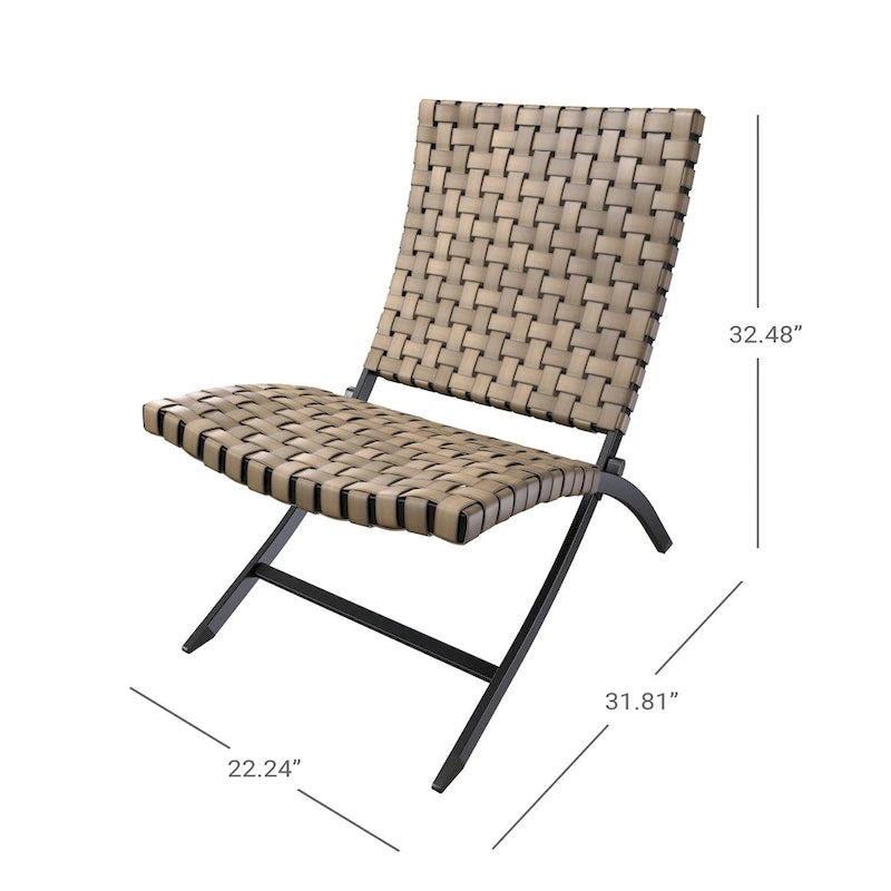 Ensemble de 3 pièces de mobilier de patio en rotin, chaises longues pliables en osier et table basse pour jardin extérieur, pelouse, balcon