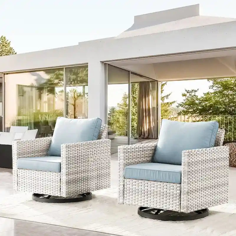 2 fauteuils pivotants d'extérieur avec coussin Gymojoy