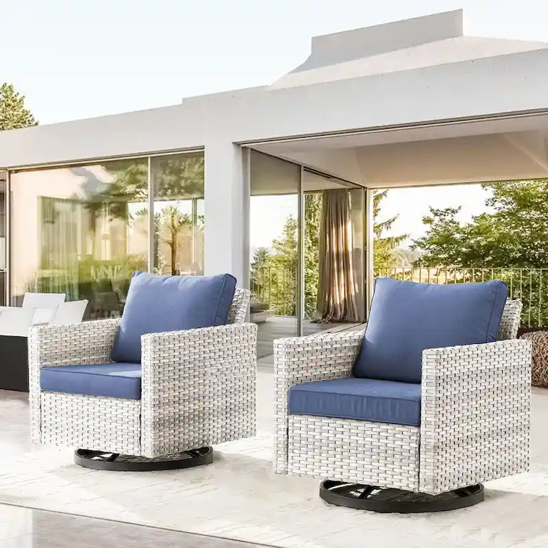 2 fauteuils pivotants d'extérieur avec coussin Gymojoy