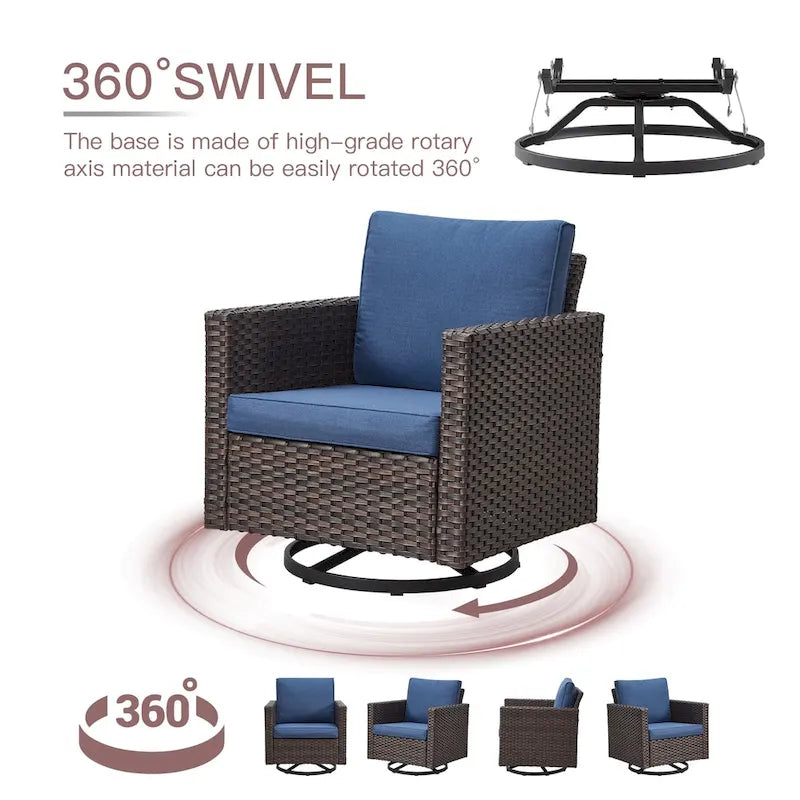 2 fauteuils pivotants d'extérieur avec coussin Gymojoy