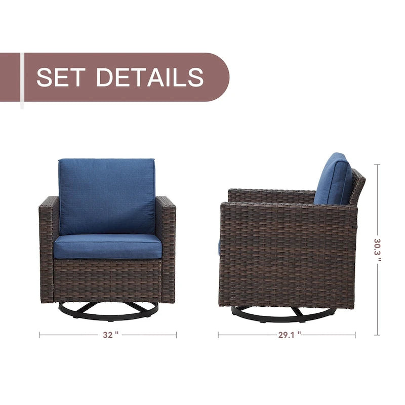 2 fauteuils pivotants d'extérieur avec coussin Gymojoy