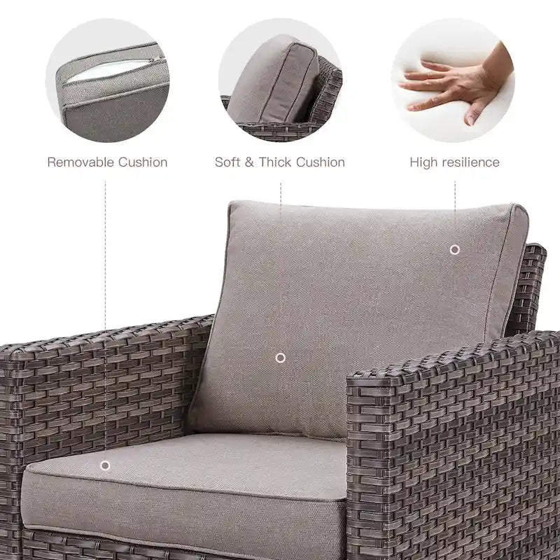 2 fauteuils pivotants d'extérieur avec coussin Gymojoy