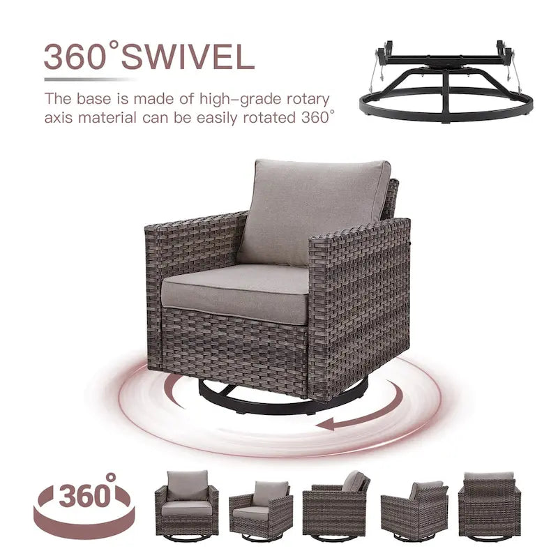 2 fauteuils pivotants d'extérieur avec coussin Gymojoy