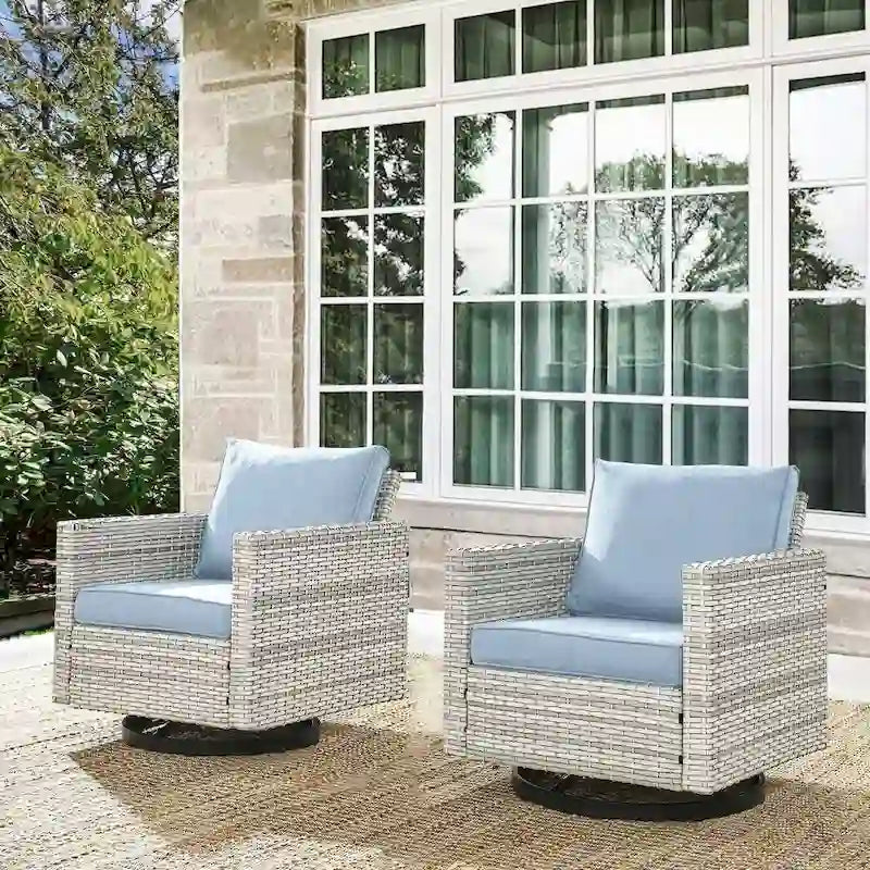 2 fauteuils pivotants d'extérieur avec coussin Gymojoy