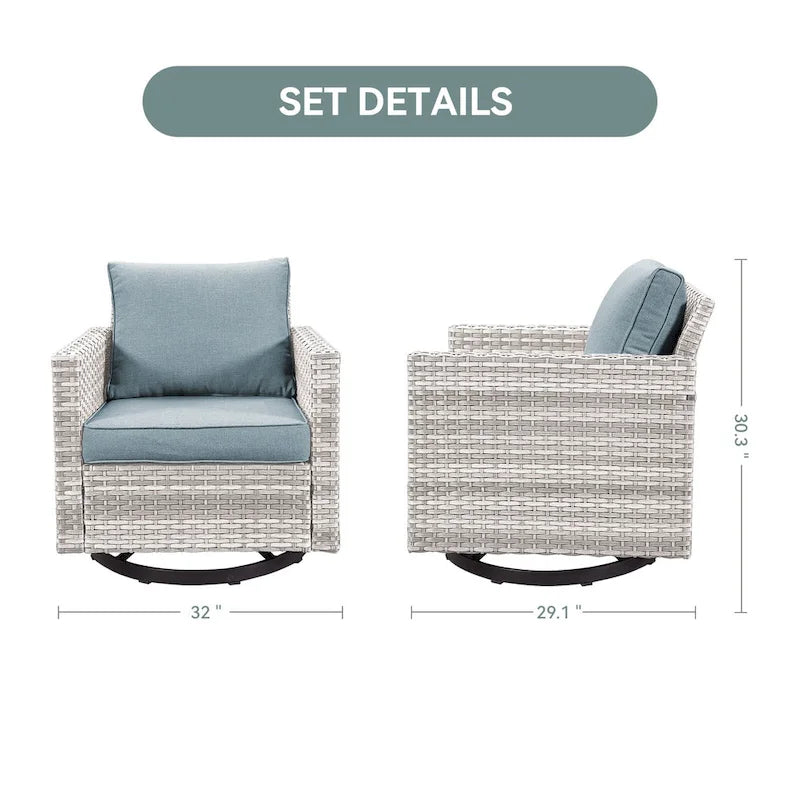2 fauteuils pivotants d'extérieur avec coussin Gymojoy