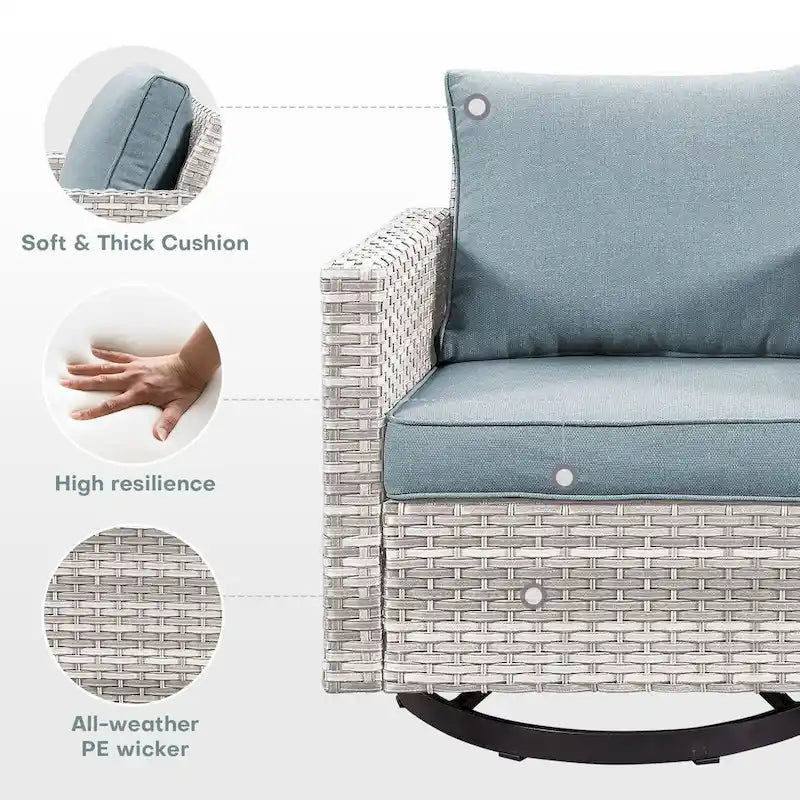 2 fauteuils pivotants d'extérieur avec coussin Gymojoy