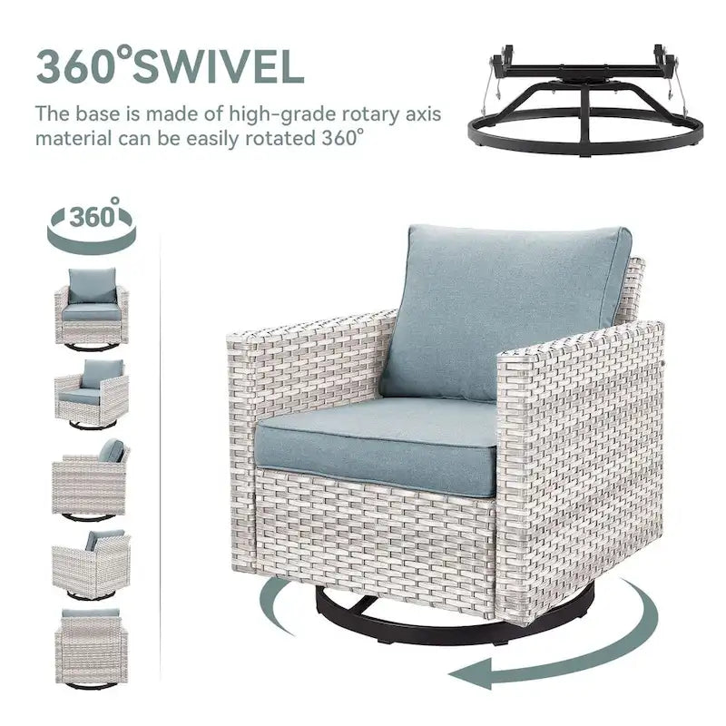 2 fauteuils pivotants d'extérieur avec coussin Gymojoy