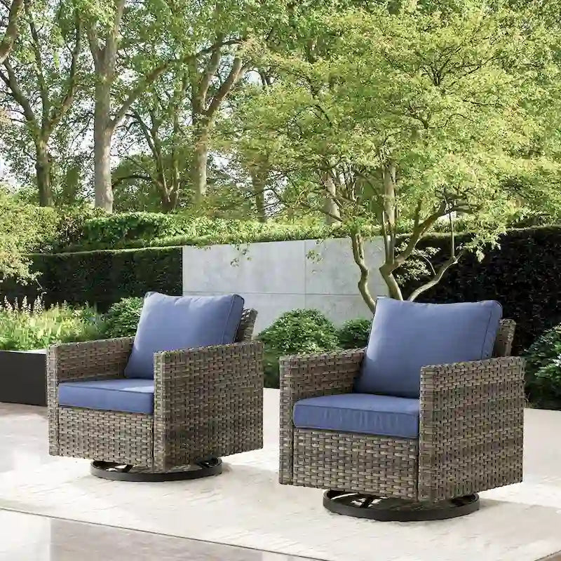 2 fauteuils pivotants d'extérieur avec coussin Gymojoy