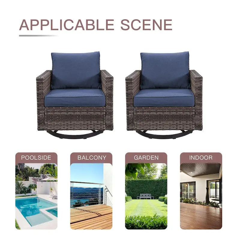 2 fauteuils pivotants d'extérieur avec coussin Gymojoy