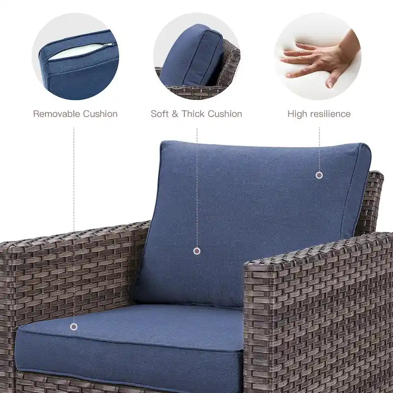2 fauteuils pivotants d'extérieur avec coussin Gymojoy