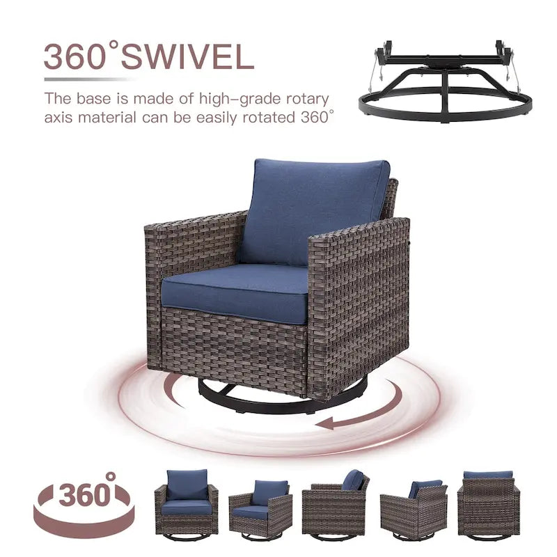 2 fauteuils pivotants d'extérieur avec coussin Gymojoy