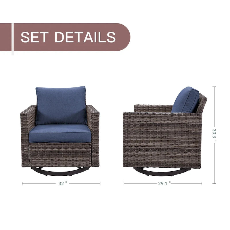 2 fauteuils pivotants d'extérieur avec coussin Gymojoy