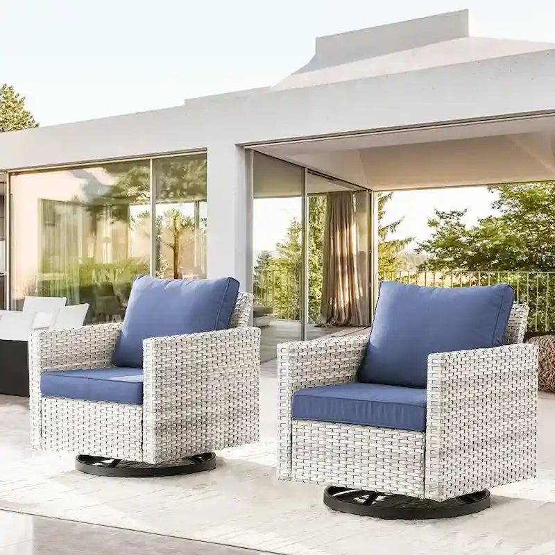 2 fauteuils pivotants d'extérieur avec coussin Gymojoy