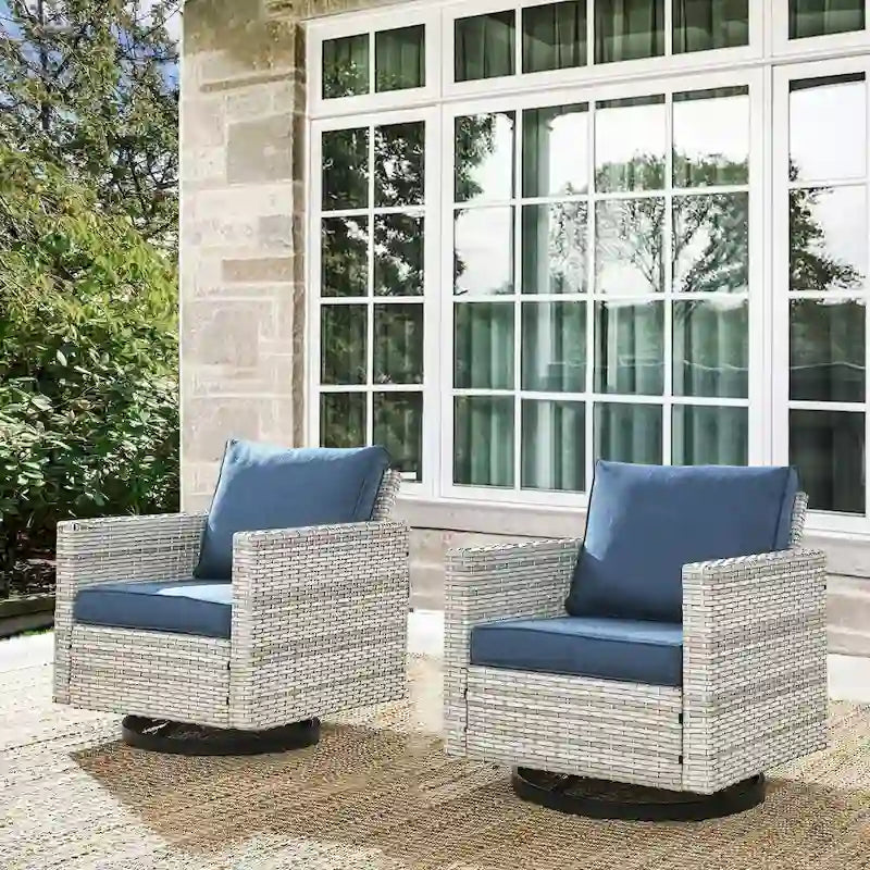 2 fauteuils pivotants d'extérieur avec coussin Gymojoy