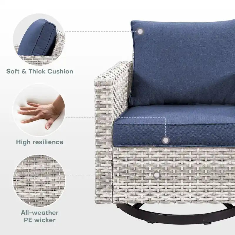 2 fauteuils pivotants d'extérieur avec coussin Gymojoy