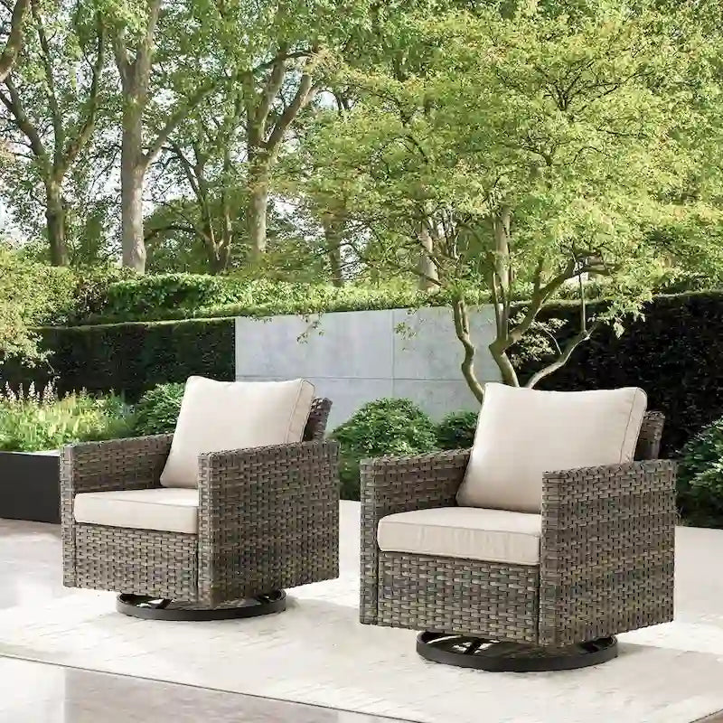 2 fauteuils pivotants d'extérieur avec coussin Gymojoy