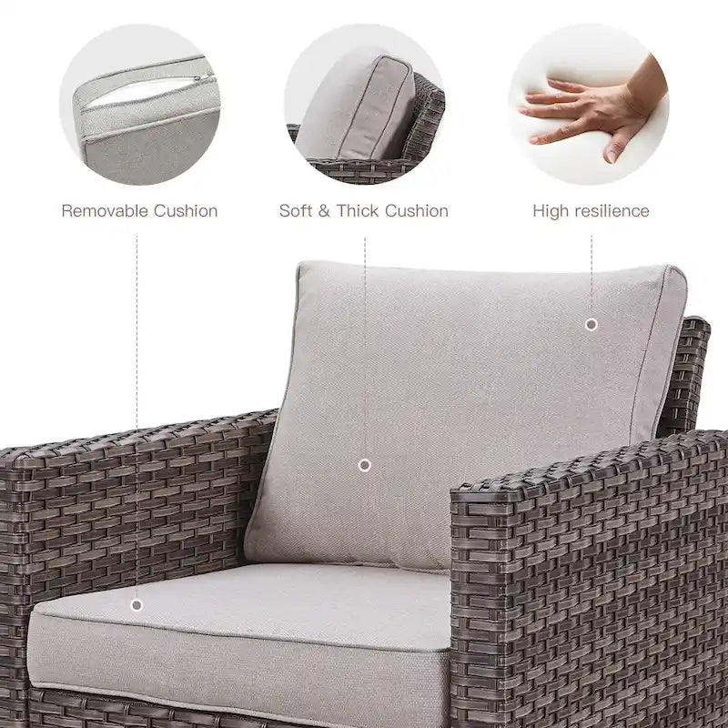 2 fauteuils pivotants d'extérieur avec coussin Gymojoy