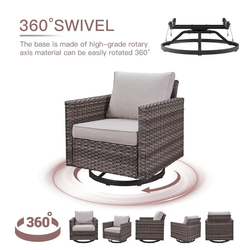2 fauteuils pivotants d'extérieur avec coussin Gymojoy
