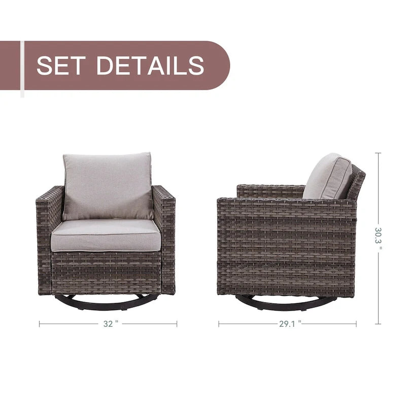 2 fauteuils pivotants d'extérieur avec coussin Gymojoy