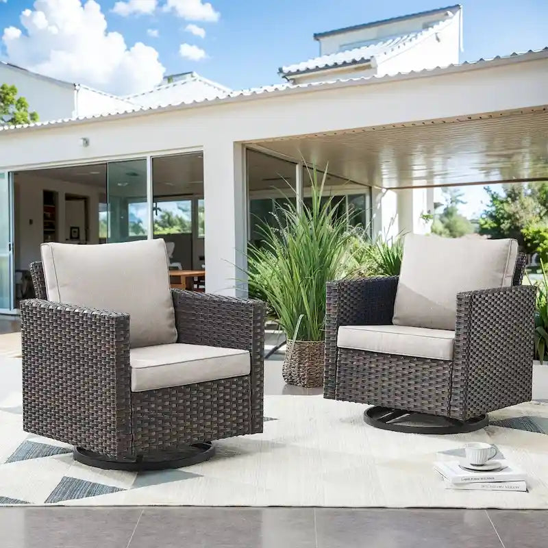 2 fauteuils pivotants d'extérieur avec coussin Gymojoy