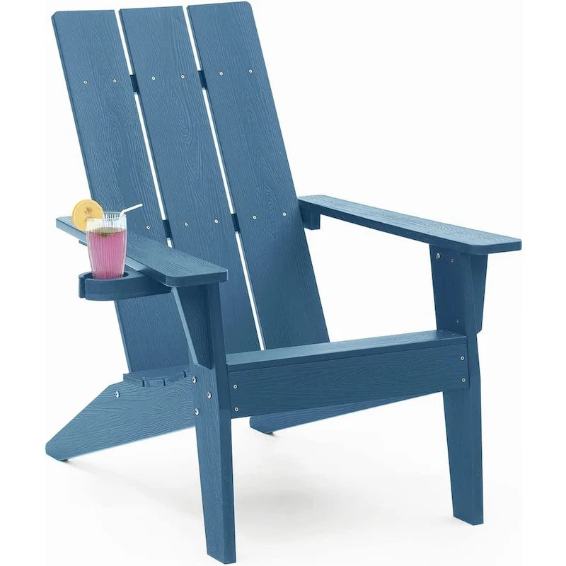 Ensemble de 5 chaises Adirondack d'extérieur Winsoon tout temps en PS antichoc avec porte-gobelet, 2 poufs et 1 table d'appoint