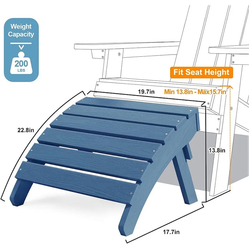 Ensemble de 5 chaises Adirondack d'extérieur Winsoon tout temps en PS antichoc avec porte-gobelet, 2 poufs et 1 table d'appoint