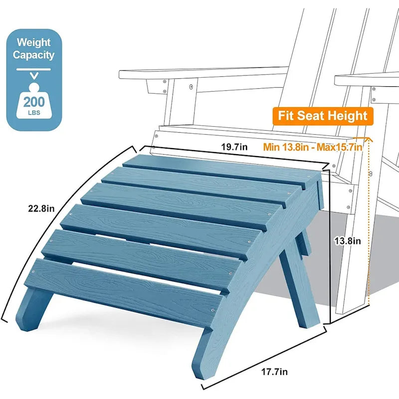 Ensemble de 5 chaises Adirondack d'extérieur Winsoon tout temps en PS antichoc avec porte-gobelet, 2 poufs et 1 table d'appoint