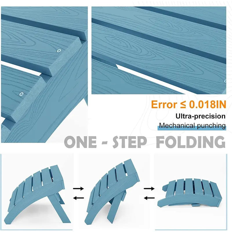 Ensemble de 5 chaises Adirondack d'extérieur Winsoon tout temps en PS antichoc avec porte-gobelet, 2 poufs et 1 table d'appoint