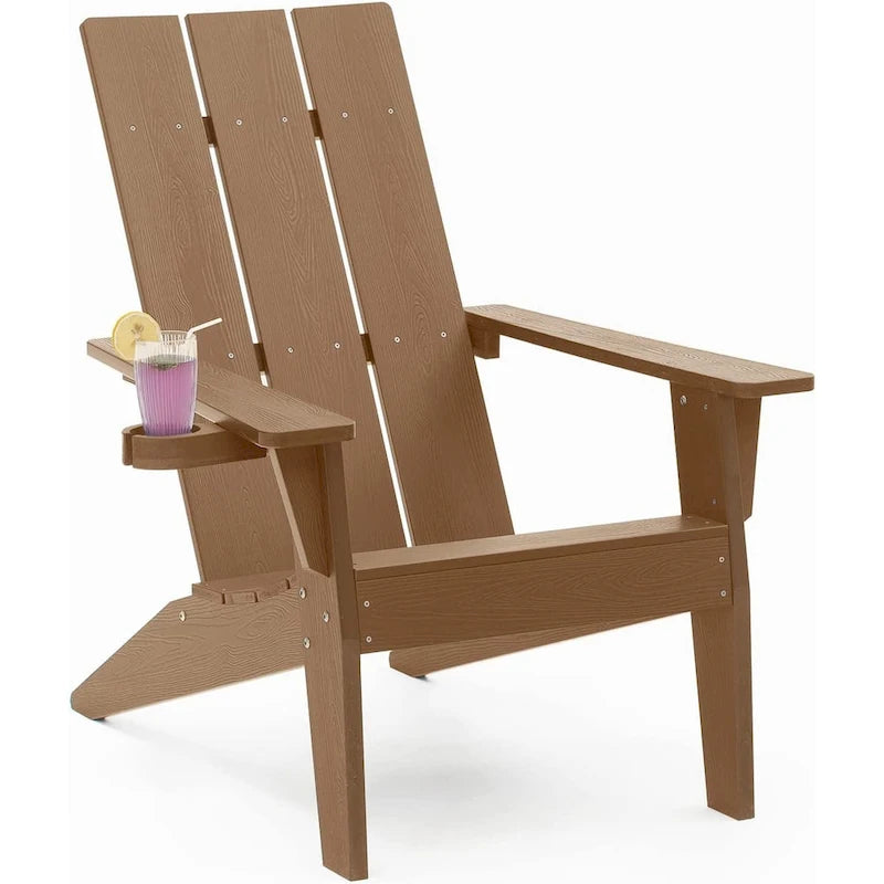 Ensemble de 5 chaises Adirondack d'extérieur Winsoon tout temps en PS antichoc avec porte-gobelet, 2 poufs et 1 table d'appoint