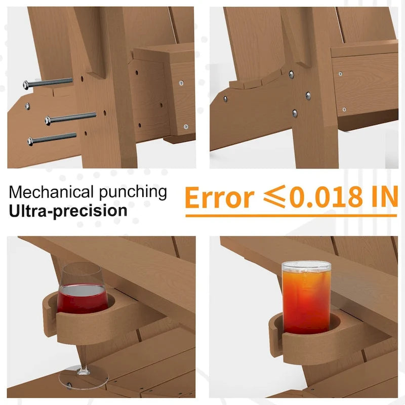 Ensemble de 5 chaises Adirondack d'extérieur Winsoon tout temps en PS antichoc avec porte-gobelet, 2 poufs et 1 table d'appoint
