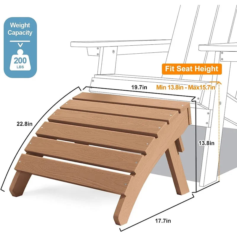 Ensemble de 5 chaises Adirondack d'extérieur Winsoon tout temps en PS antichoc avec porte-gobelet, 2 poufs et 1 table d'appoint