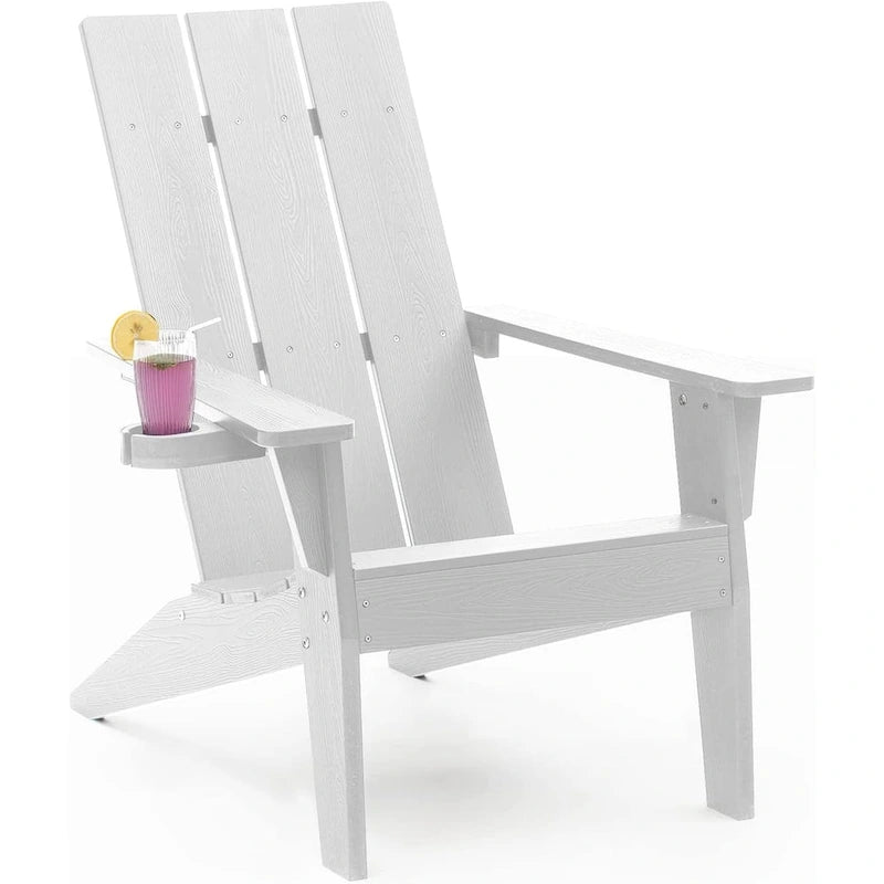 Ensemble de 5 chaises Adirondack d'extérieur Winsoon tout temps en PS antichoc avec porte-gobelet, 2 poufs et 1 table d'appoint