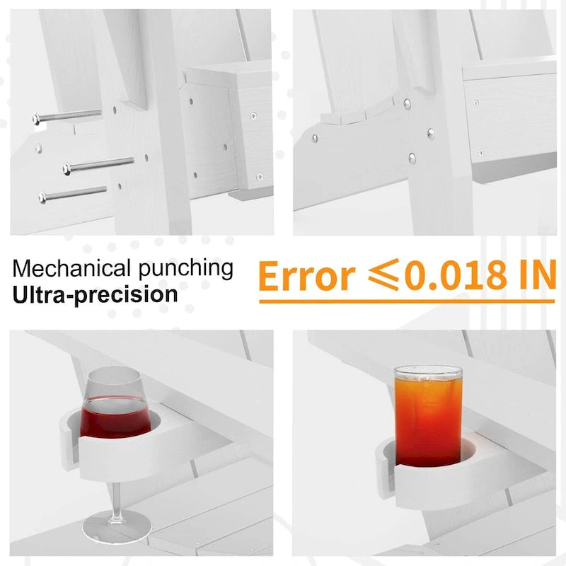 Ensemble de 5 chaises Adirondack d'extérieur Winsoon tout temps en PS antichoc avec porte-gobelet, 2 poufs et 1 table d'appoint