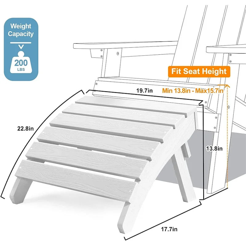 Ensemble de 5 chaises Adirondack d'extérieur Winsoon tout temps en PS antichoc avec porte-gobelet, 2 poufs et 1 table d'appoint