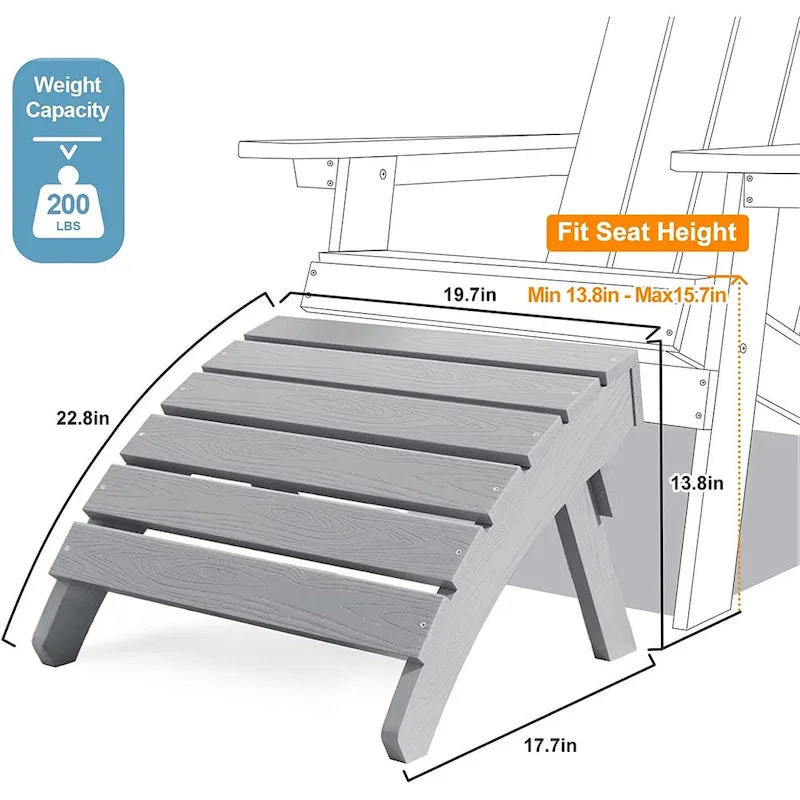 Ensemble de 5 chaises Adirondack d'extérieur Winsoon tout temps en PS antichoc avec porte-gobelet, 2 poufs et 1 table d'appoint