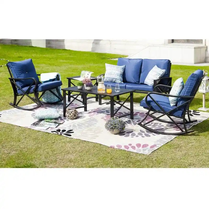 Ensemble conversationnel 5 pièces comprenant un causeuse et un fauteuil à bascule d'extérieur PATIO FESTIVAL